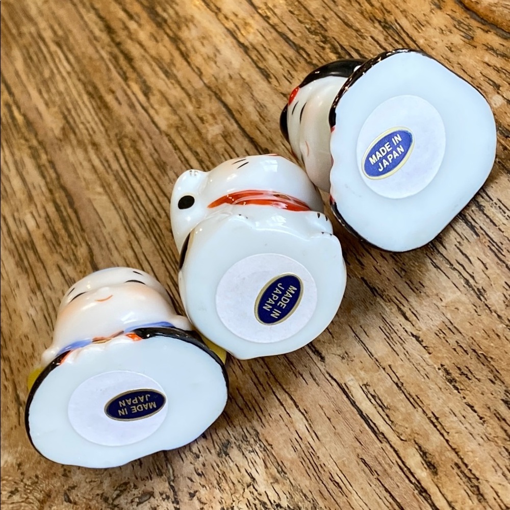 Japanese Miniature Ceramic Good Luck Figurines-Fukusuke, Maneki Neko, Otafuku - Picture 13 of 15